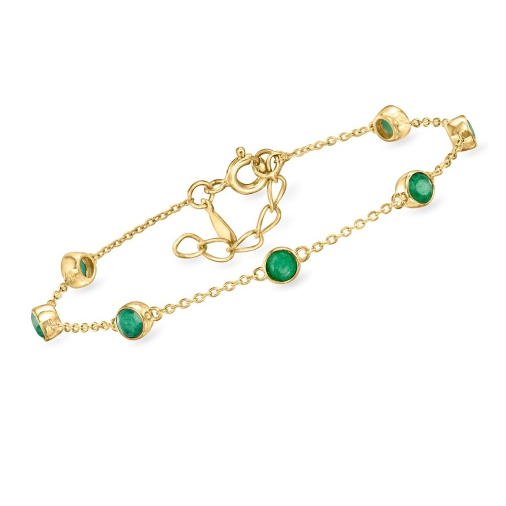 18k Emerald Station Bezel Bracelet